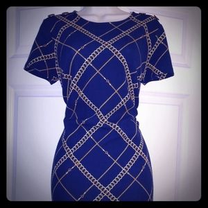 Ophelia Roe Navy Blue Chain Pattern Dress